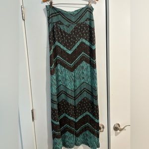 Xl brown and teal maxi skirt
